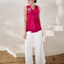 Women Fitted Peplum Top with Embellished Accent-picture-19