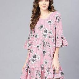 Floral Print A-line Dress with Ruffled Sleeves-image-79