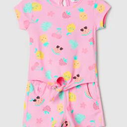Printed Round-Neck T-Shirt & Shorts Set-image-46