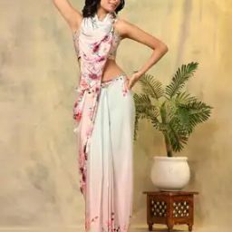 Women Floral Print Pre-Stitched Saree-image-10