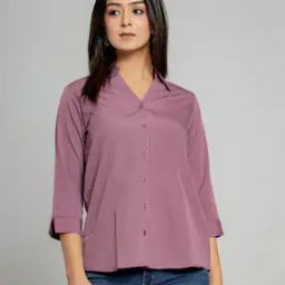 Women Regular Fit Shirt with Spread Collar-image-51