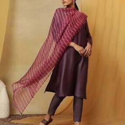 Women Striped Dupatta with Contrast Border-picture-53
