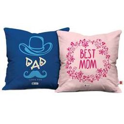 Set of 2 Typographic Print Cushion Covers with Filler 12" x 12"-18