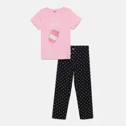 Graphic Print Round-Neck T-Shirt with Pyjamas-image-14