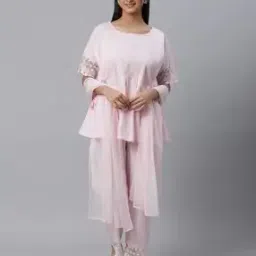 Women A-Line Kurti with Palazzos & Dupatta-image-2