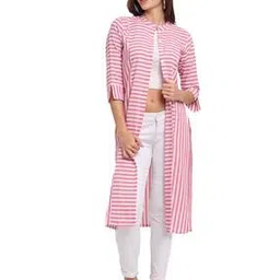 Striped Button Closure Shrug-51