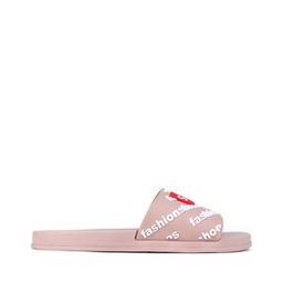 Women Typographic Print Round-Toe Slides-image-93