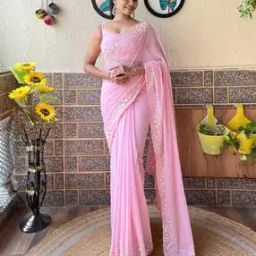 Women Embellished Saree with Cut-Work Border-image-49