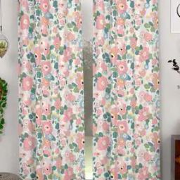 Set of 2 250 TC Floral Print Door Curtains-28