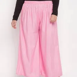 clora creation plus Flared Palazzos with Elasticated Drawstring Waist-picture-6