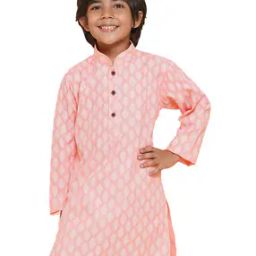 Boys Block Print Regular Fit Kurta-0