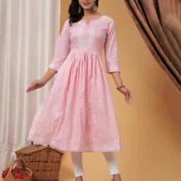 Embroidered A-Line Kurta-image-78
