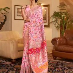 Saree with Floral Woven Motifs-image-1