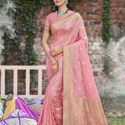 Women Floral Woven Banarasi Saree with Contrast Border-picture-42