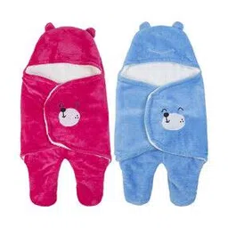 babyzone Set of 2 Embroidered Hooded Wrap Blankets-picture-35