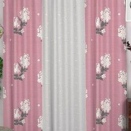 Set of 3 Floral Print Door Curtains with Eyelets-20