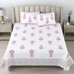 180 TC Floral Print King-Size Bedsheet with Pillow Covers-image-92