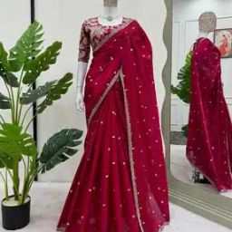 Women Embroidered Saree with Contrast Border-picture-29