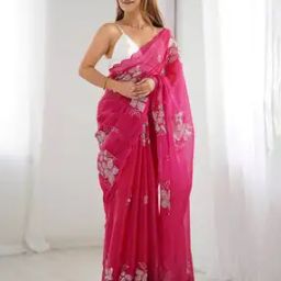 Women Embellished Saree with Scalloped Border-image-16