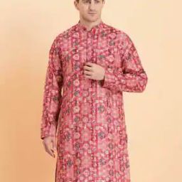 Men Regular Fit Long Kurta with Mandarin Collar-image-61
