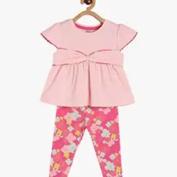 Girls Floral Print Cotton Top & Pants Set-image-52