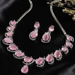Women Stone-Studded Necklace & Earings Set-image-73