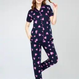 Women Printed Shirt & Pyjamas Set-image-69