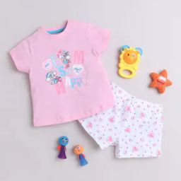 Girls Graphic Print T-Shirt & Shorts Set-picture-12