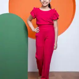 Girls Round-Neck Top with Pants-image-70