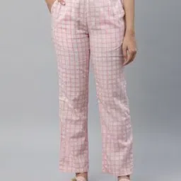 Women Checked Straight Fit Palazzos with Insert Pockets-image-57