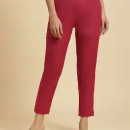 Women Slim Fit Flat-Front Pants-image-12