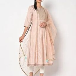 Sequinned Embroidered A-Line Kurta-22