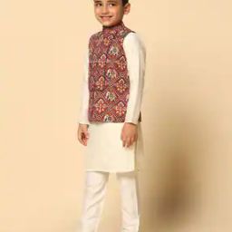 Boys Sleeveless Mandarin Collar Jacket-image-3