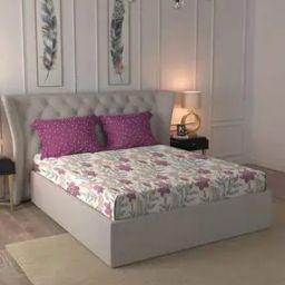 144 TC Floral Print Cotton Double Bedsheet with Pillow Covers-42