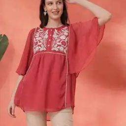 Women Embroidery A-line Kurti-image-52