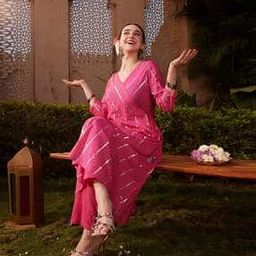 Women Stripes A-Line Kurta Set-image-71