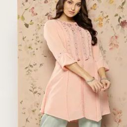 Women Round-Neck Embellished & Embroidered A-Line Tunic-image-98