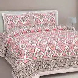 180 TC Floral Print King Size Bedsheet with 2 Pillow Covers-picture-33
