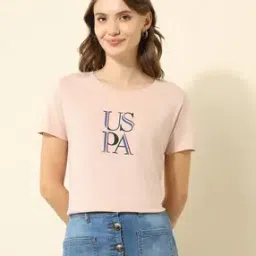 u.s. polo assn. Women Typographic Print Crew-Neck T-Shirt-picture-8