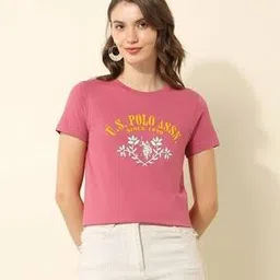 u.s. polo assn. Women Typographic Print Crew-Neck T-Shirt-picture-24