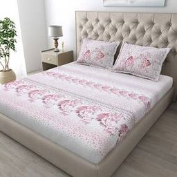 186 TC Floral Print King-Size Bedsheet with Pillow Covers-image-28