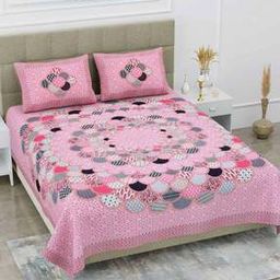 120 TC Printed Double Bedsheet with Pillow Covers-72