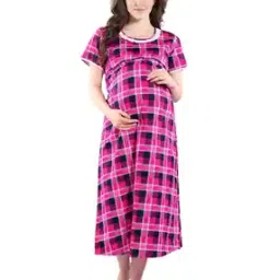 Checked Maternity Nightie-image-38