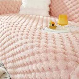 Rabbit Wool Plush Fluffy 3-Seater Sofa Cover-image-0