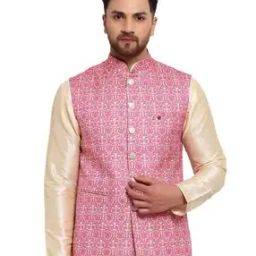 Woven Nehru Jacket with Welt Pockets-38