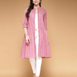 largish Striped Shrug with Button-Closure image 1