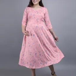 mamma's maternity Floral Print A-line Maternity Dress-picture-16
