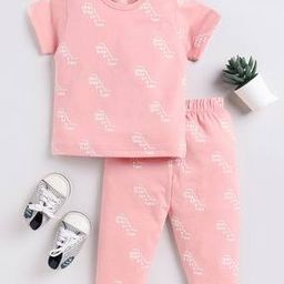 Boy Typographic Print Lounge Pants & T-Shirt Sets-11