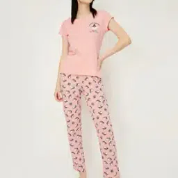 Women Printed T-Shirt & Pyjamas Set-image-28
