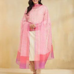 Women Geometric Print Dupatta with Stitch Detail-9